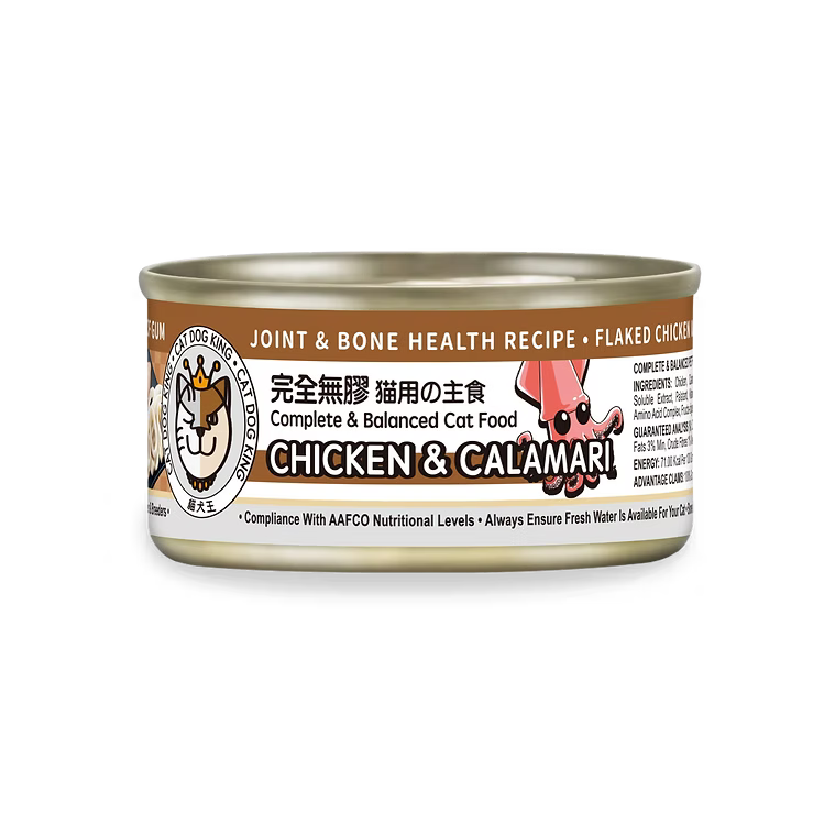 CAT DOG KING 貓犬王 - 貓罐主食濕糧 魷魚及雞肉肉絲湯罐80g