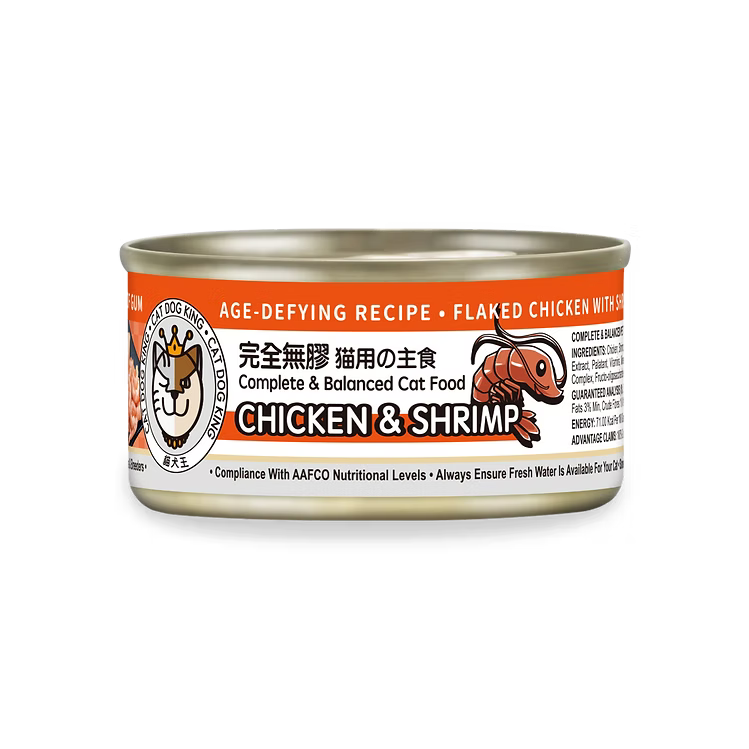 CAT DOG KING 貓犬王 - 貓罐主食濕糧 鮮蝦及雞肉肉絲湯罐 80g