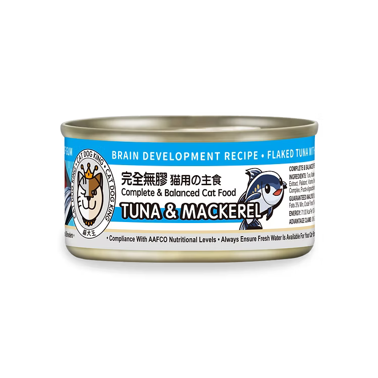 CAT DOG KING 貓犬王 - 貓罐主食濕糧 吞拿魚及鯖魚肉絲湯罐 80g