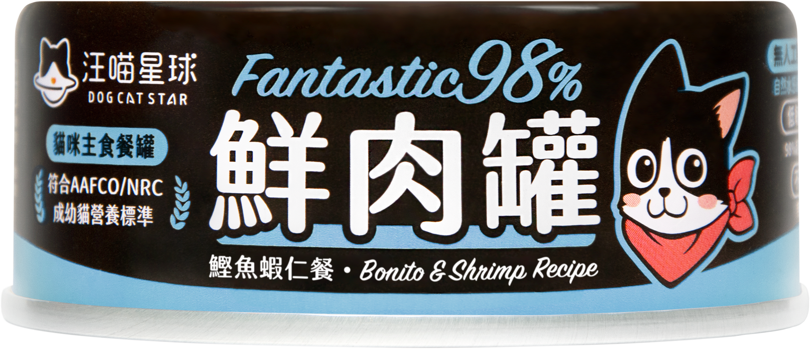 汪喵星球 - 貓咪98%鮮⾁主⾷罐 鰹⿂蝦仁 80g