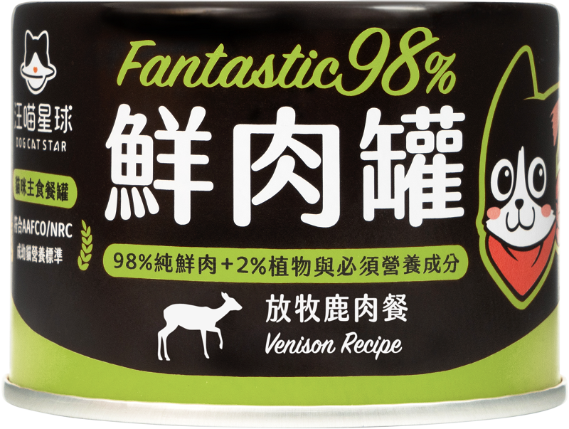 Wang Mao Xing Qiu - Cat 98% Fresh Meat Main Meal Canned Food, Pasture-Raised Venison 165g