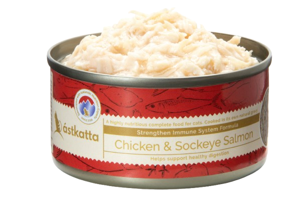 Astkatta - 肉絲主食罐 走地雞肉藍背三文魚強化免疫力主食配方 80g