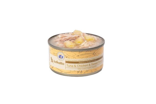 Astkatta - 肉絲主食罐 白鰹吞拿雞肉甜薯腸道護理主食配方 80g