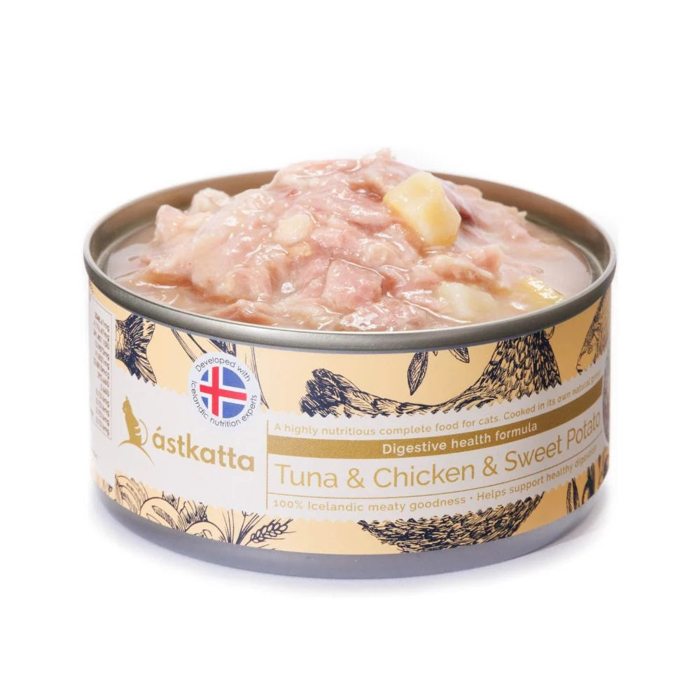 Astkatta - 肉絲主食罐 白鰹吞拿雞肉甜薯腸道護理主食配方 80g