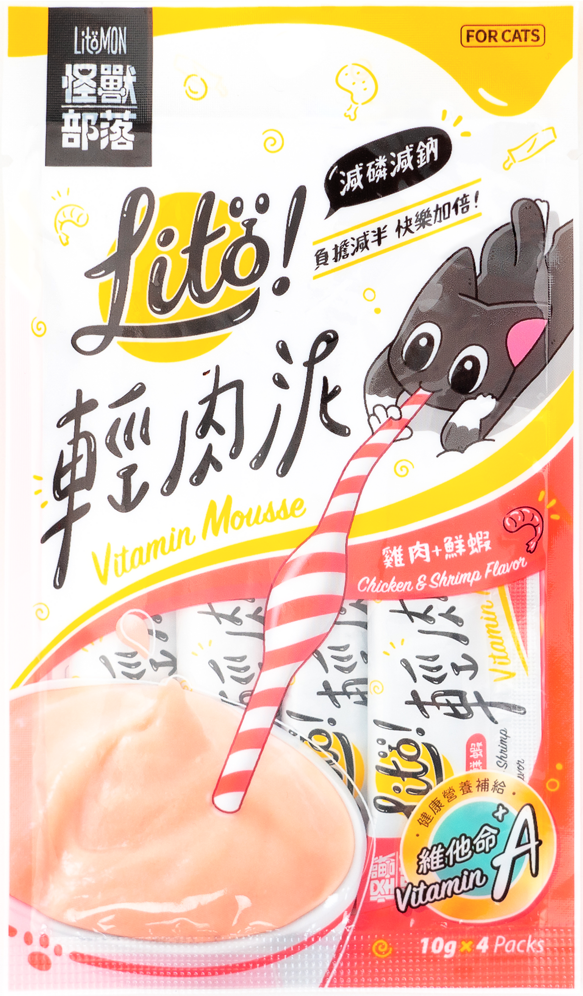 怪獸部落 - Litö! 輕肉泥 雞肉+鮮蝦(維他命A添加) 10g x 4條